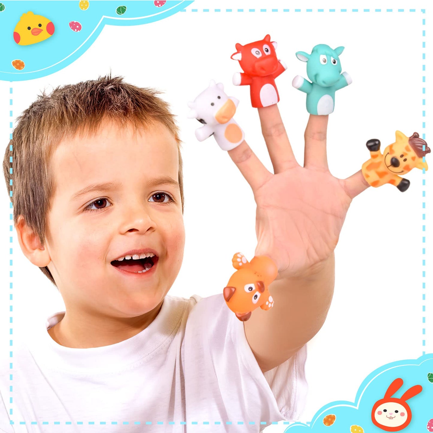 Fun Little Toys 12 Pcs Easter Eggs Prefilled With Animal Finger Puppets, Easter Party Favors, Easter Basket Stuffers, Fillers Ea