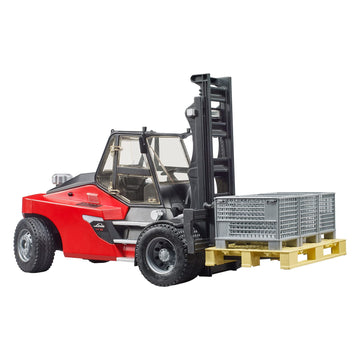 Bruder Linde Hti60 Fork Lift W Pallet And 3 Cargo Cages