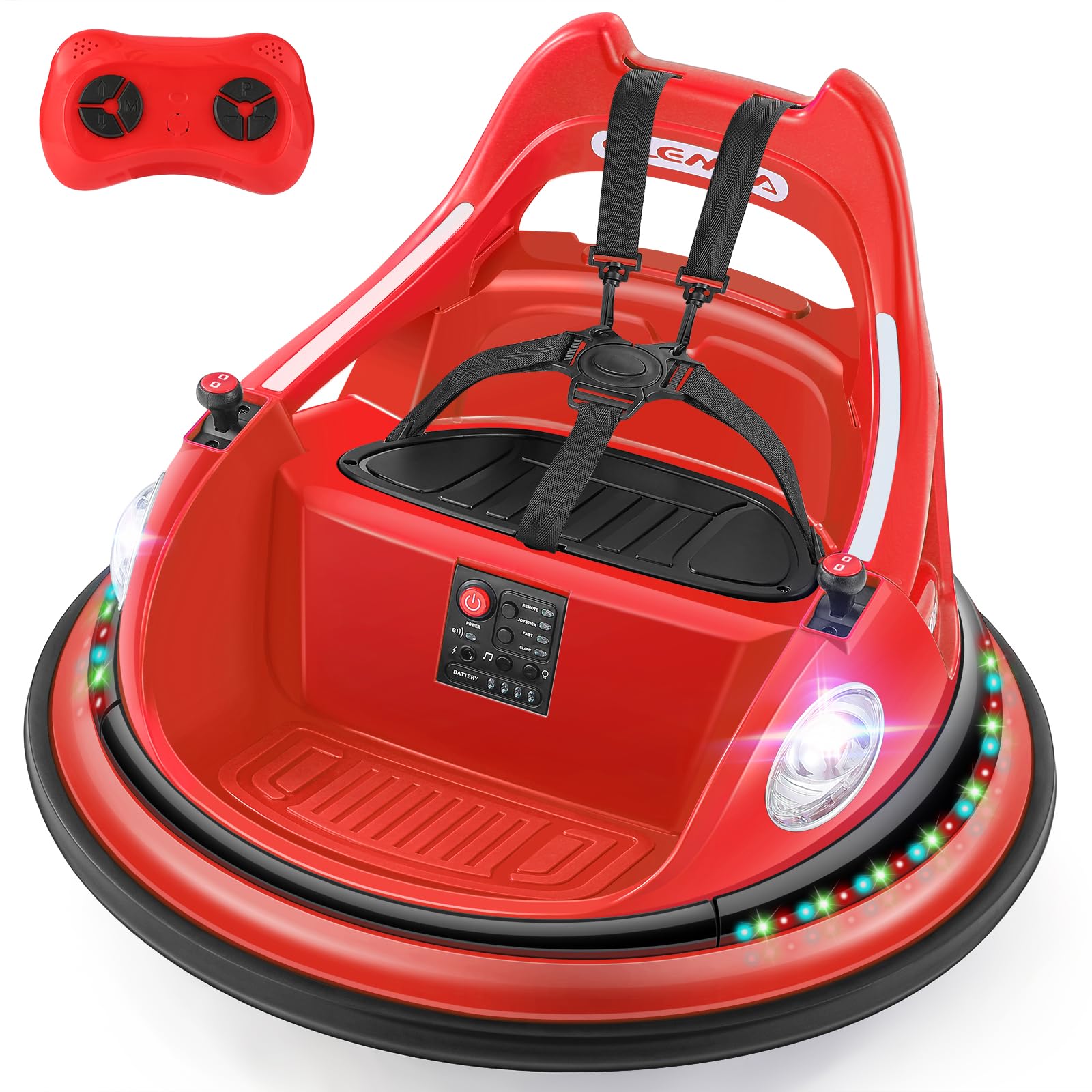 Elemara Kids Bumper Car, 1.9Mph Max, 12V Electric Car For Toddlers, 360Spin Bumping Car With Music, 5 Lighting Mode, Diy Sticker