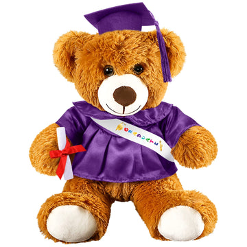 Foilswirl Graduation Bear 2025 With Gown Cap Tassel 9    Purple Graduation Stuffed Animal Plush Bear Toy For Class Of 2025 Prek