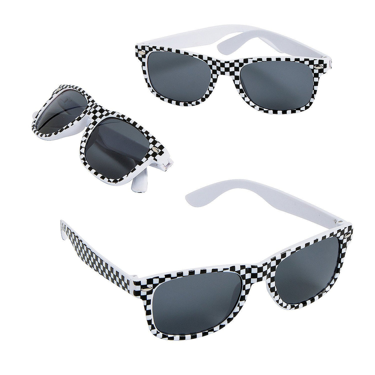 Fun Express Kids Sunglasses Bulk  Set of 12, Stay Cool in Style with Checkered Flag Party Favor Sunglasses for Kids  Shade and