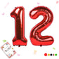 Smlpuame 40 Inch Number Balloon 0-9 Red Large Number 12 Balloons,Digital Balloons For Birthday Party Celebration Decorations Sup