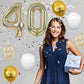 FunHot 40 Inch Light Gold Number 40 Balloon, Rubber Giant Foil Balloon for 40th Birthday Party Decorations