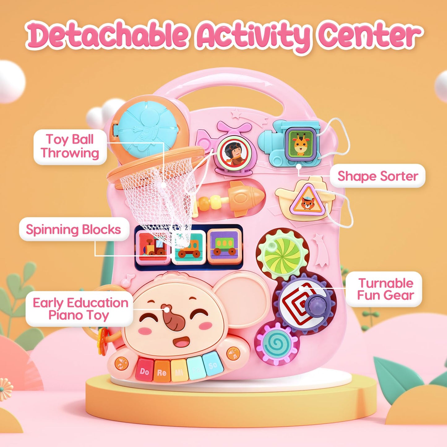 Cute Stone Baby Walker For Girls, 2 In 1 Sit To Stand Learning Walker And Activity Center, Learning To Walk, Early Push Walking Toys For Toddler Infant