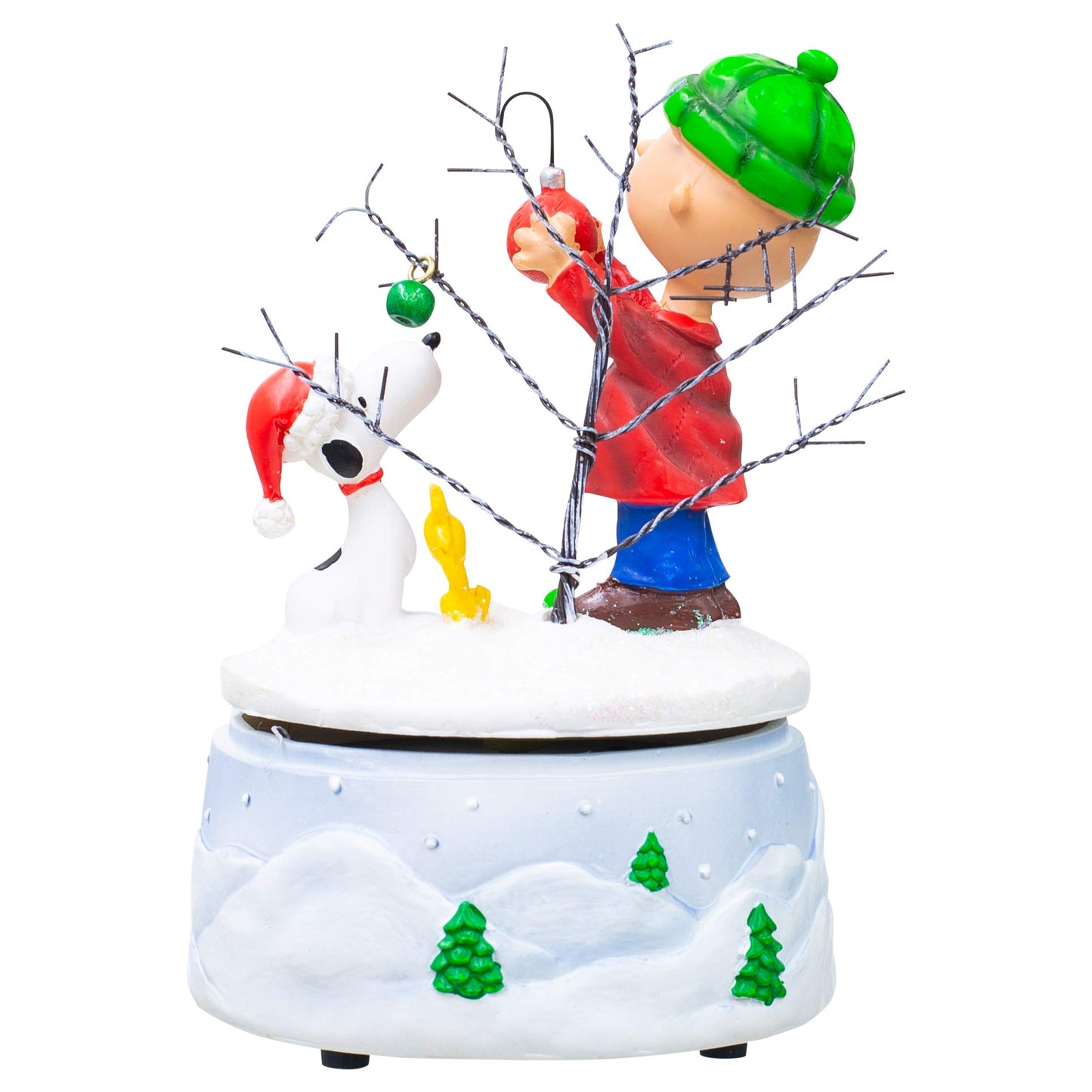 Charlie Brown And Snoopy Snowy White Glitter 7 X 5 Resin Holiday Musical Figurine