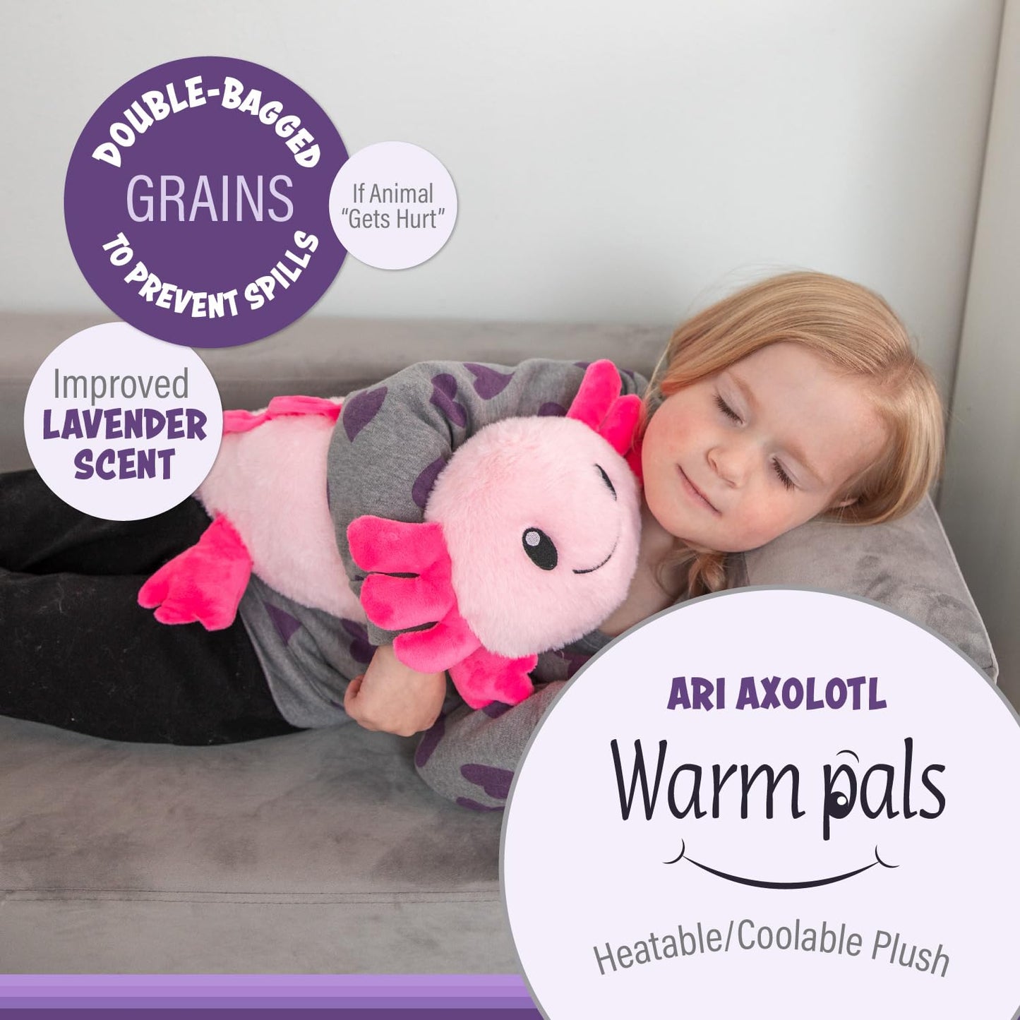 1I4 Group Warm Pals - Axolotl - Cozy Lavender Scented Plush Toys - Stuffed Animal - Coolable Bedtime Comfort Plushie