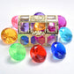Diving Gem Pool Toy 6 Big Colorful Diamonds Set With Treasure Pirate Box Summer Swimming Toys Dive Throw Underwater For Use Treasures Gift Sets (Golden)