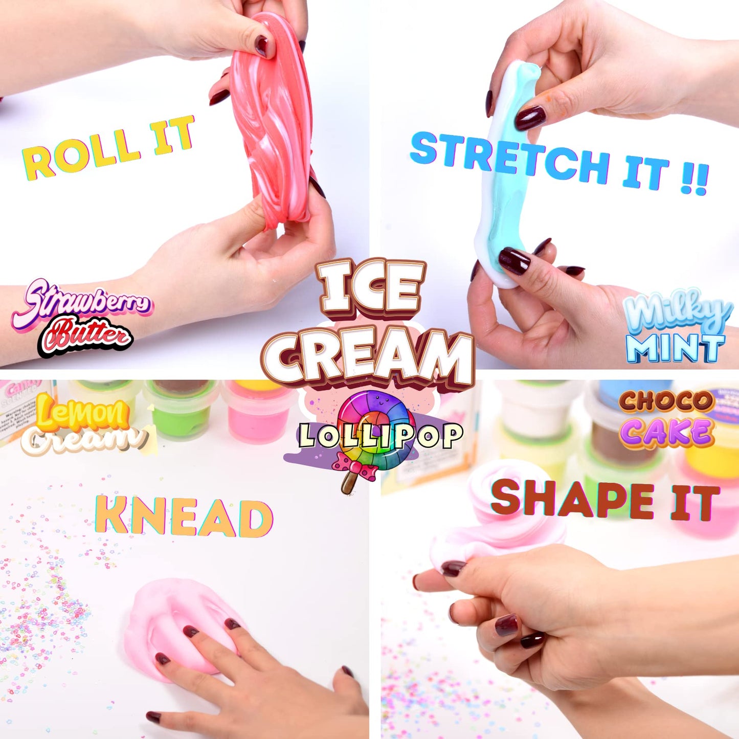Toysbutty Butter Slime Making Kit Super Soft Non Sticky 6 Color Pack In Gift Box, Stretchy Scented Butter Slime Ice Cream Toy Wi
