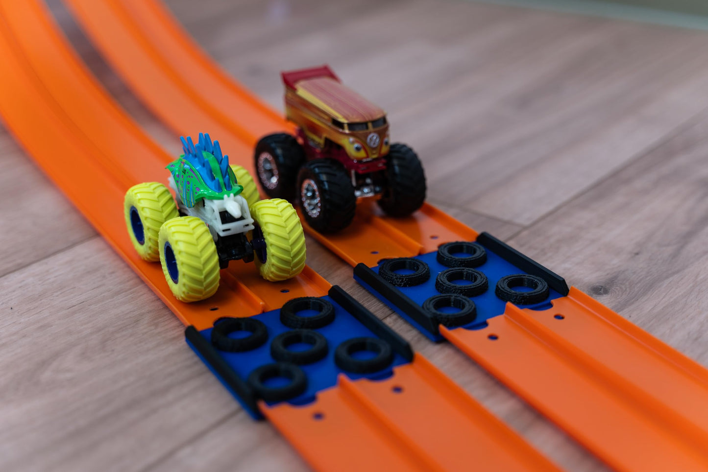 TechConnext Ultimate Monster Truck Track Ramp Add-On, Small, Blue, Plastic - Compatible with Hot Wheels & Monster Jam Trucks