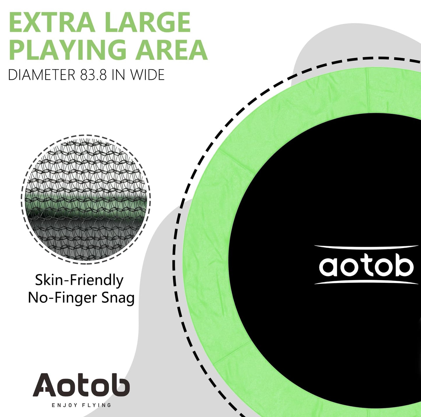 Aotob 7Ft Green Trampoline For Kids Toddler With Enclosure Net &Safety Pad, Mini Trampoline With Heavy Duty Frame Indoor Outdoor