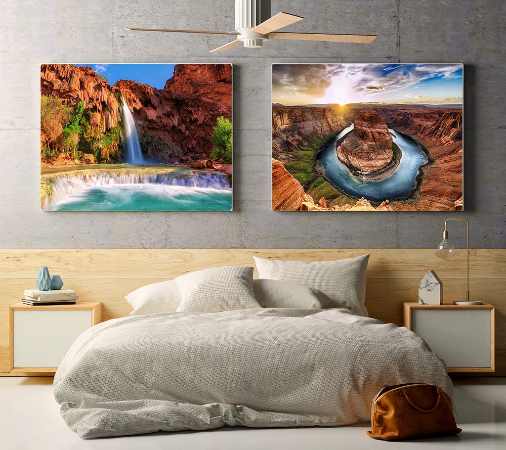 Jigsaw Puzzles For Adults, 2 Pack 1000 Pieces, Nature Landscape Mountain Scene National Park Travel Challenging Puzzle Perfect For Family Activity Game Nights Gifts(Horseshoe Bend &Havasu Falls)