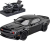 ERBADIHAGO 1/32 Dodge Challenger Hellcat Alloy Toy Car with Light & Sound - Black, Pull Back Model for Boys Age 3+