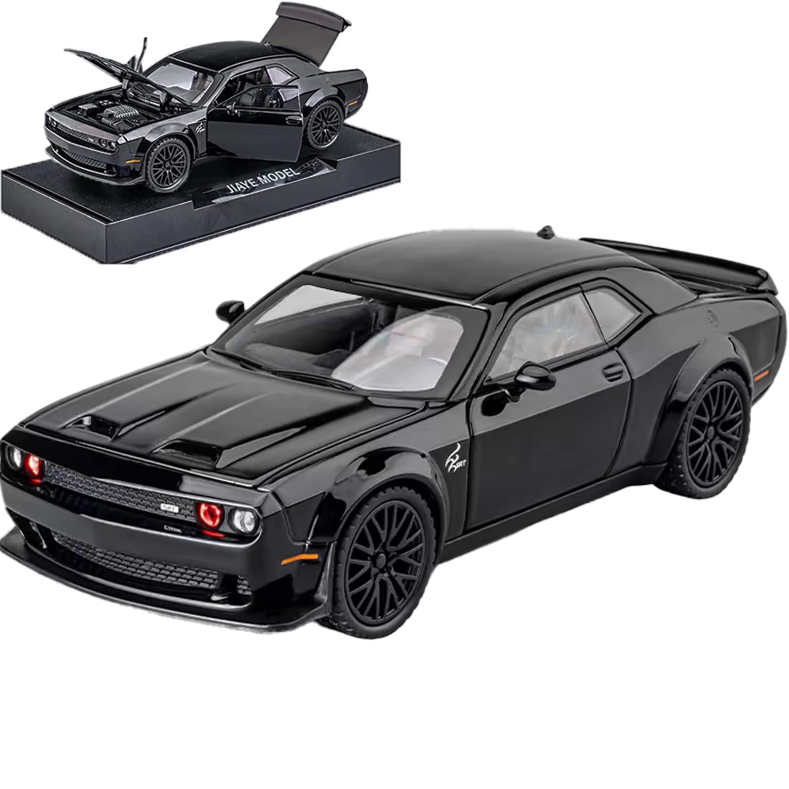 Erbadihago Toy Car Model 1/32 Dodge Challenger Hellcat Alloy Model Car With Light And Sound Collectible Model Cars Pull Back Toy