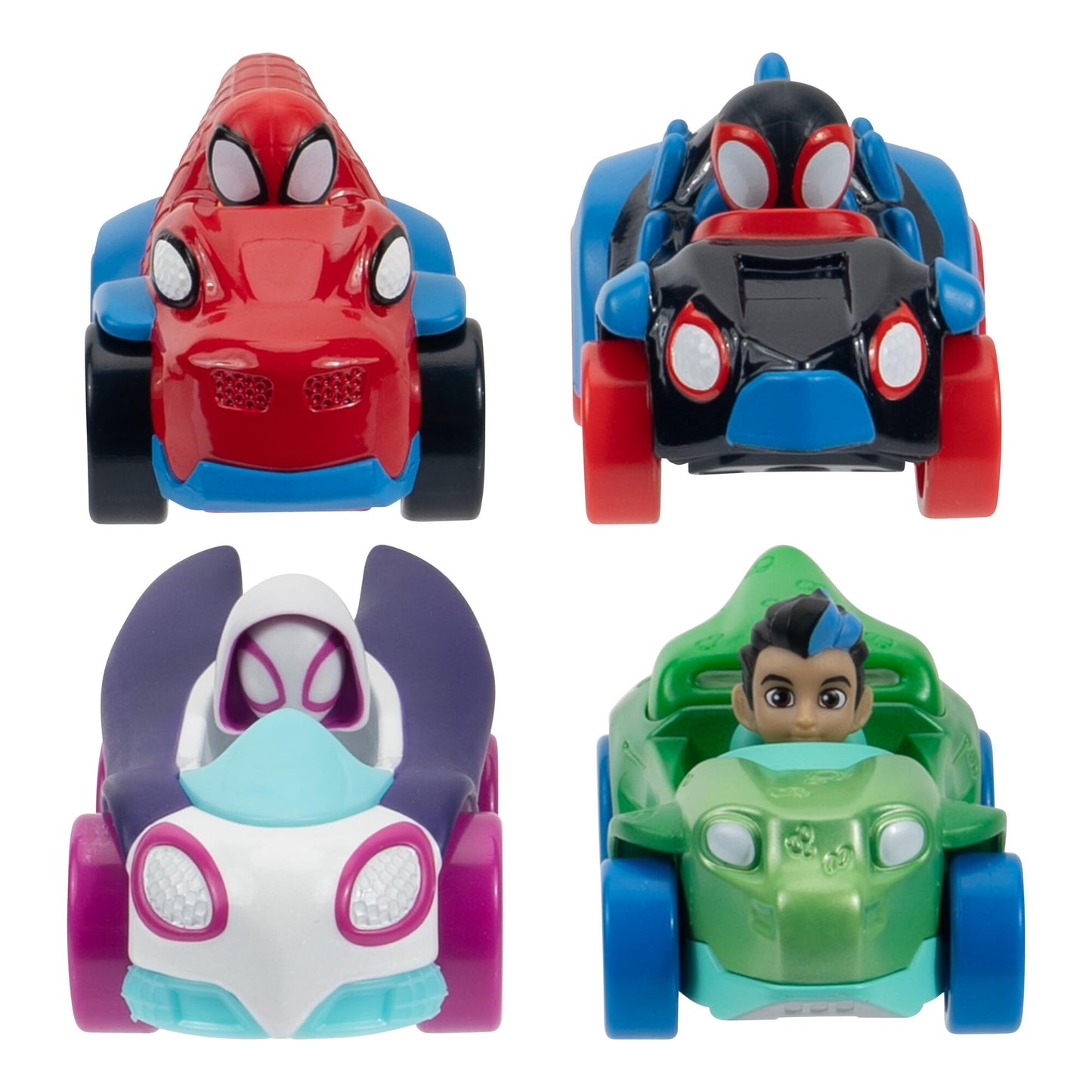 MARVEL Spidey and His Amazing Friends Amazing Metals 4 Pack - Four 3-Inch Die-Cast Dino-Webs Vehicles with Built-in-Characters