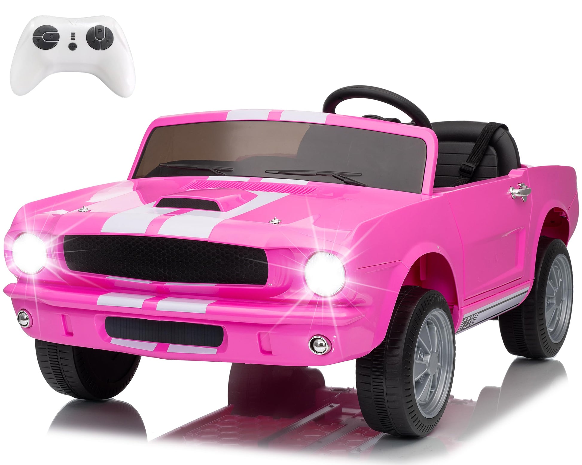 Wanan 24V Licensed Shelby Electric Car for Kids, Ride On Toy with Remote Control, Bluetooth Music, Adjustable 3 Speed, Multiple 