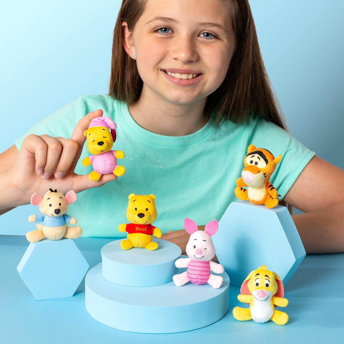Micro Teenies Mini Plush Figures 6 Pack - Winnie the Pooh and Pals, Soft Polyester Toys for Kids Ages 4+