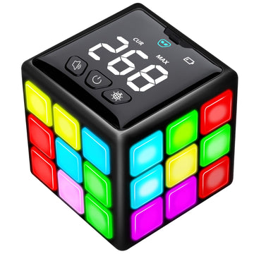 Xinbeiya Rechargeable Game Handheld Cube, 15 Fun Brain & Memory Game With Score Screen, Cool Toys For Kids, Christmas Birthday Gifts For Boys Girls Aged 6-12+ Years Old, Toy Gift Idea For Kids(Black)