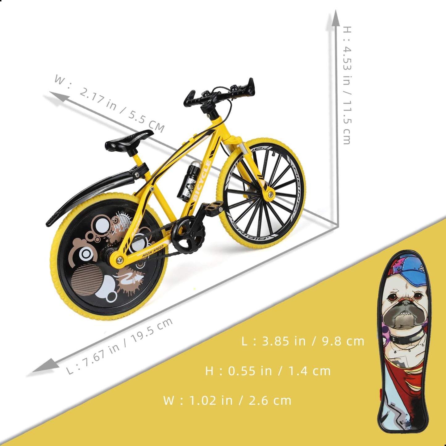 Risopen 1:8 Scale Die-Cast Alloy Mini Road Bike Bicycle Model Toy Finger BMX Toy Desktop Decoration Crafts for Cycling Lovers (Yellow)