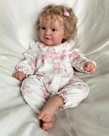 TERABITHIA 20 Inches Real Baby Size Rooted Curly Hair Sweet Face Lifelike Reborn Baby Doll Crafted in Full Body Silicone Vinyl Anatomically Correct Realistic Newborn Girl Dolls Washable for Girls