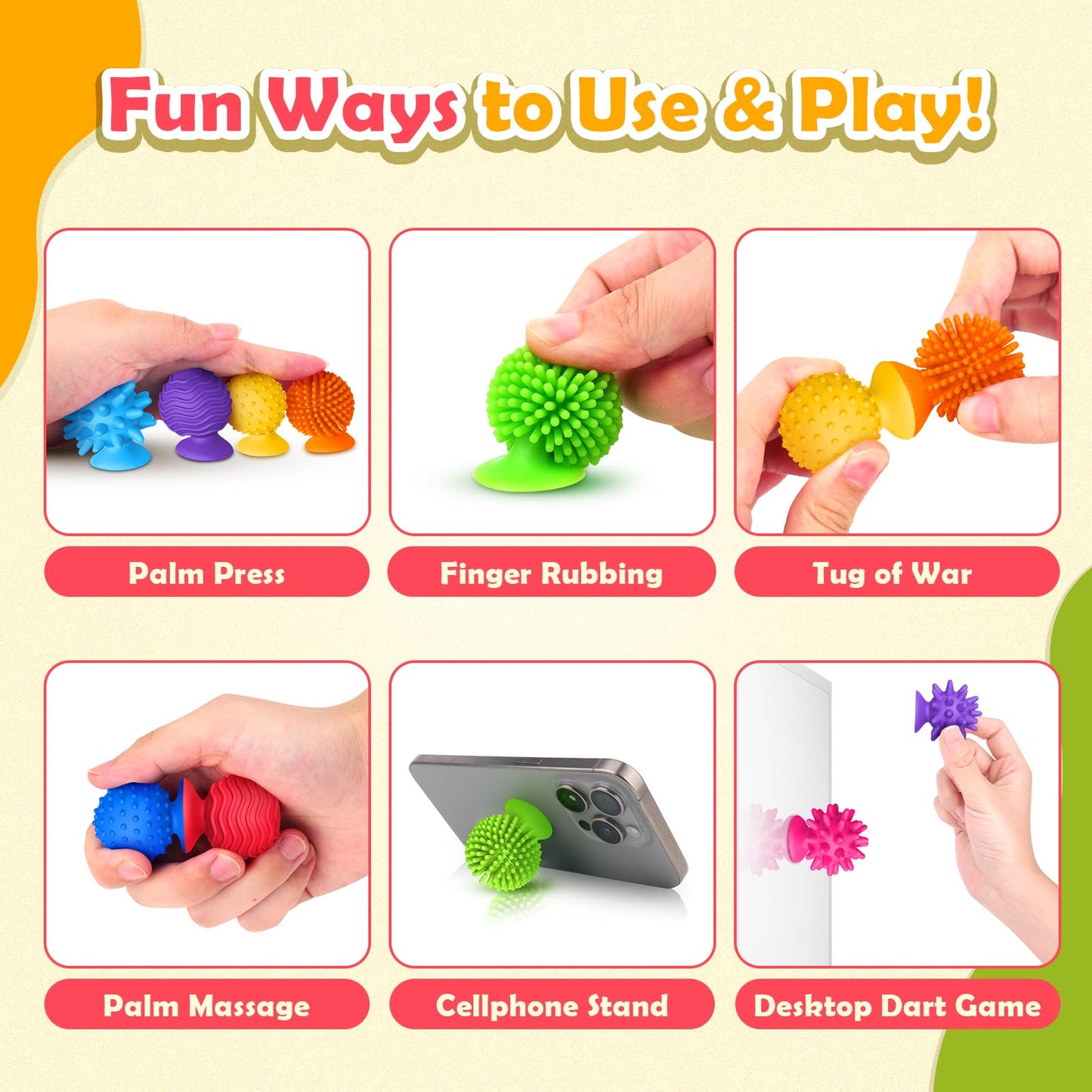 SMALL FISH Sensory Fidget Toys - 20 Pack Textured Suction Cups, Colorful TPR, Ideal for Kids & Adults, Autism Classroom Supplies