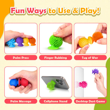 Sensory Fidget Toys Kids Adults :20 Pack Textured Suction Cup Sensory Toys For Kids With Autism- Bulk Fidgets For Students Classroom Prize-Squishy Bath Calm Down Corner Supplies For Boys Girls Gifts