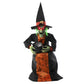 Haunted Hill Farm Sitting And Talking Witch Halloween Animatronic With Moving Mouth And Light-Up Mini Cauldron For Scary Halloween Decorations, Spooky Halloween Props, Perfect For Tabletop
