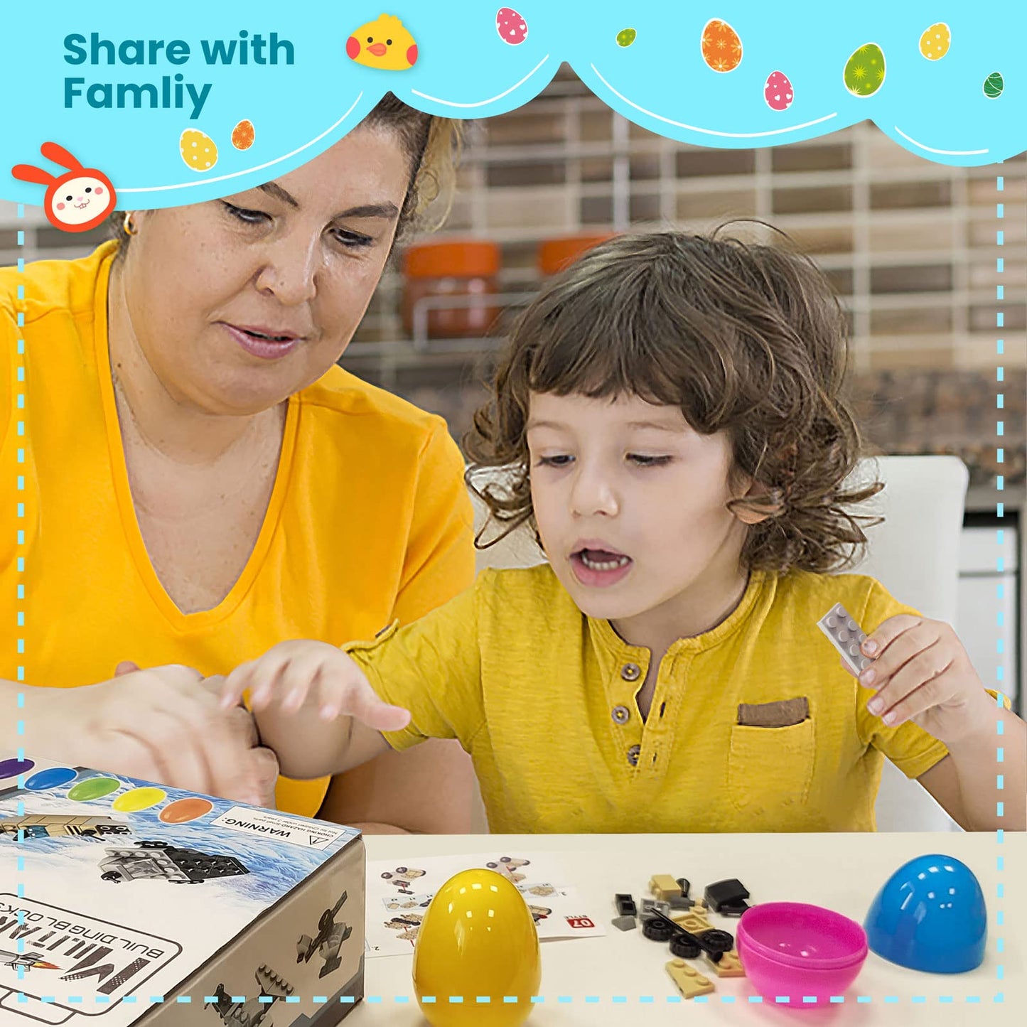 Fun Little Toys 12Packs Building Block Easter Egg For Party Favors Easter Baskets Stuffer