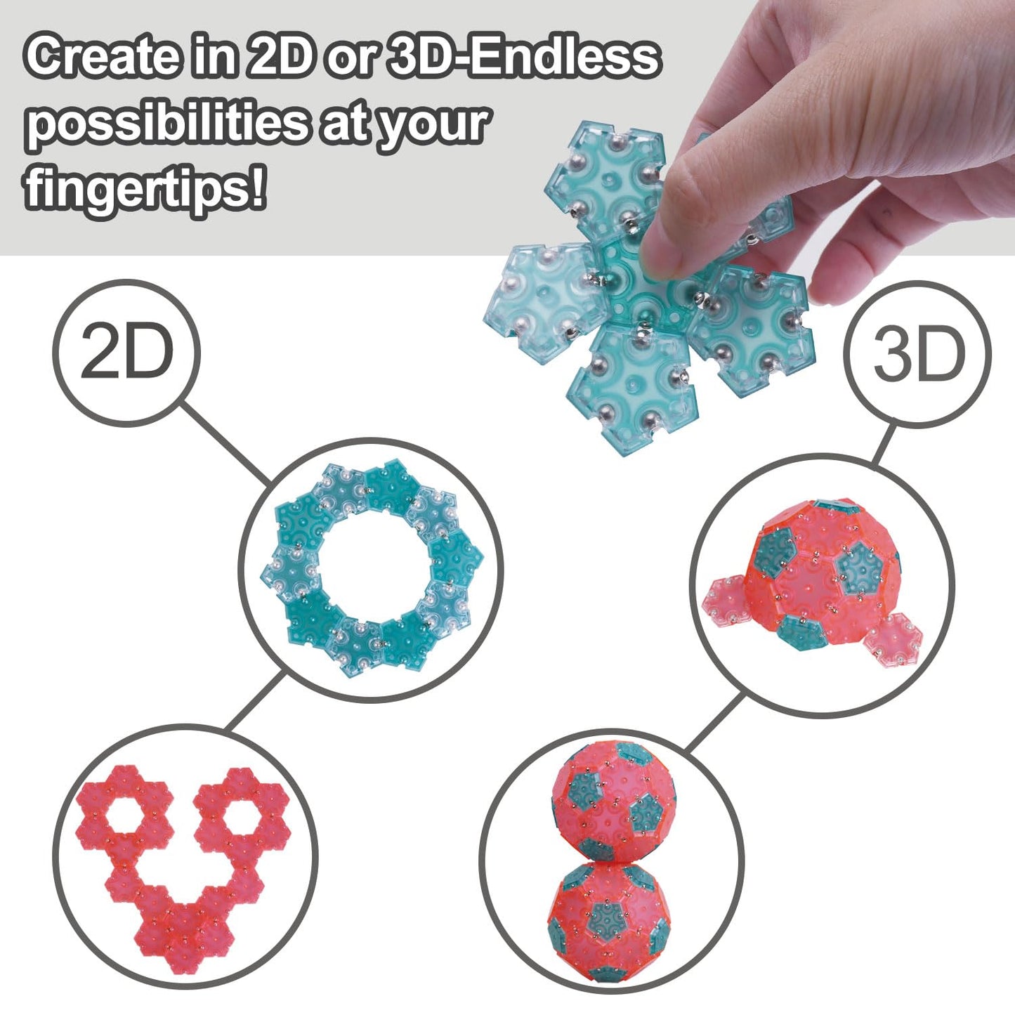 Magnetic Fidget Toy For Adults, 32-Piece Set Magnet Fidget Sphere - 20 Hexagons And 12 Pentagons, Magnetic Sensory Office Desk T