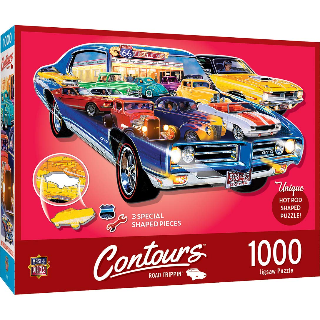 MasterPieces 1000 Piece Jigsaw Puzzle for Adults, Family, Or Youth - Hot Rods Shape - 38.5x22.6