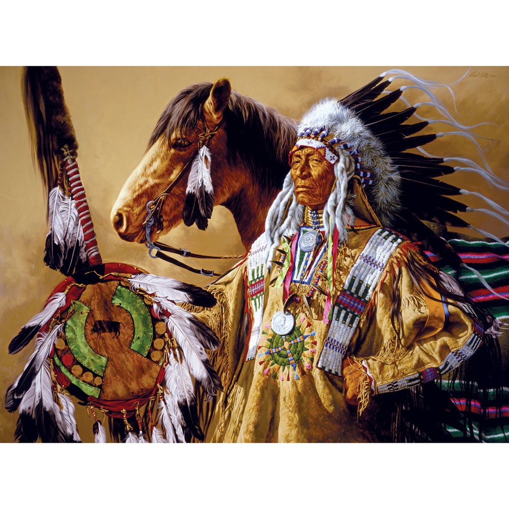 Bits And Pieces - 300 Piece Jigsaw Puzzle For Adults - Chief High Pipe - 300 Pc Horse Native American Jigsaw By Artist Paul Calle