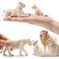 Toymany 6Pcs White Lion Figurines With Lion Cubs, 2-5'' Jungle Animals Figures Realistic Family Set Includes Baby Lions, Educati