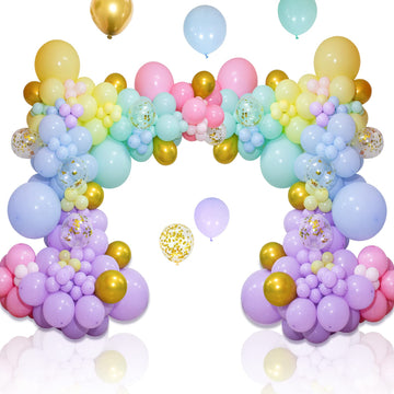 Kawkalsh 219Pcs Rainbow Balloons Garland Arch Kit Different Sizes Latex Balloons Assorted Pastel Party Balloons Arch For Birthda
