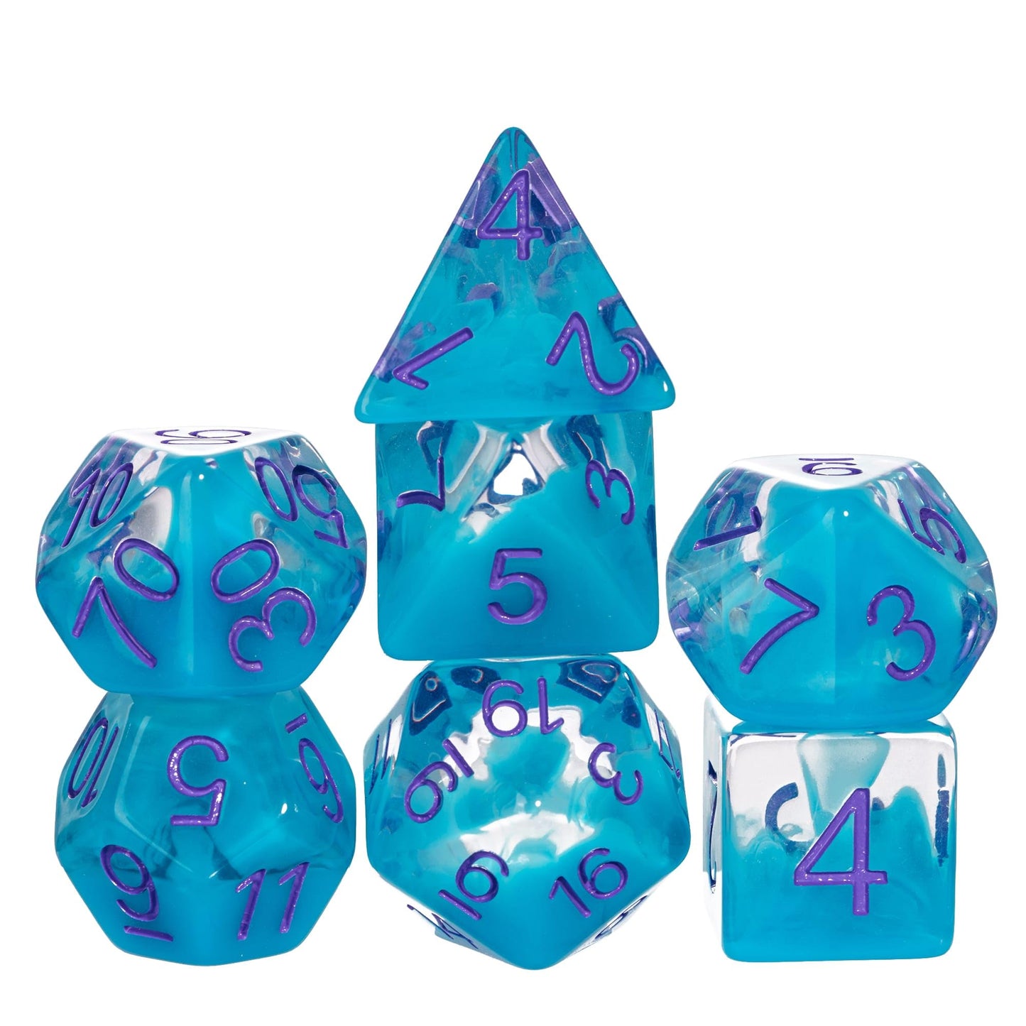 HDdais Polyhedral DND Dice Set 7PCS RPG D&D for MTG Dungeons and Dragons Role Playing Game and Other Tabletop Game(Cyan)