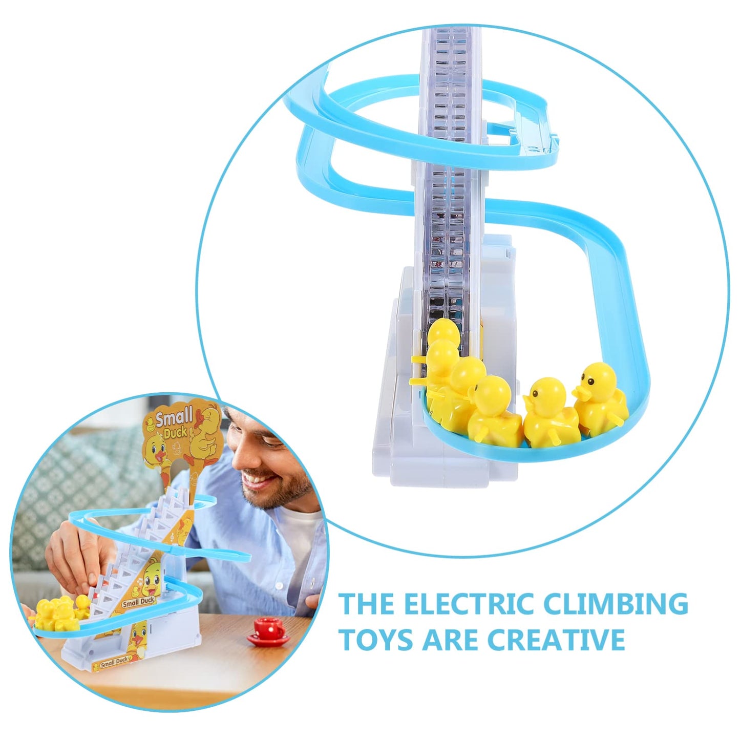 Zerodeko Small Duck Climbing Stair Toy With Music And Light, Cute Animal Slide Track Toy For Toddler