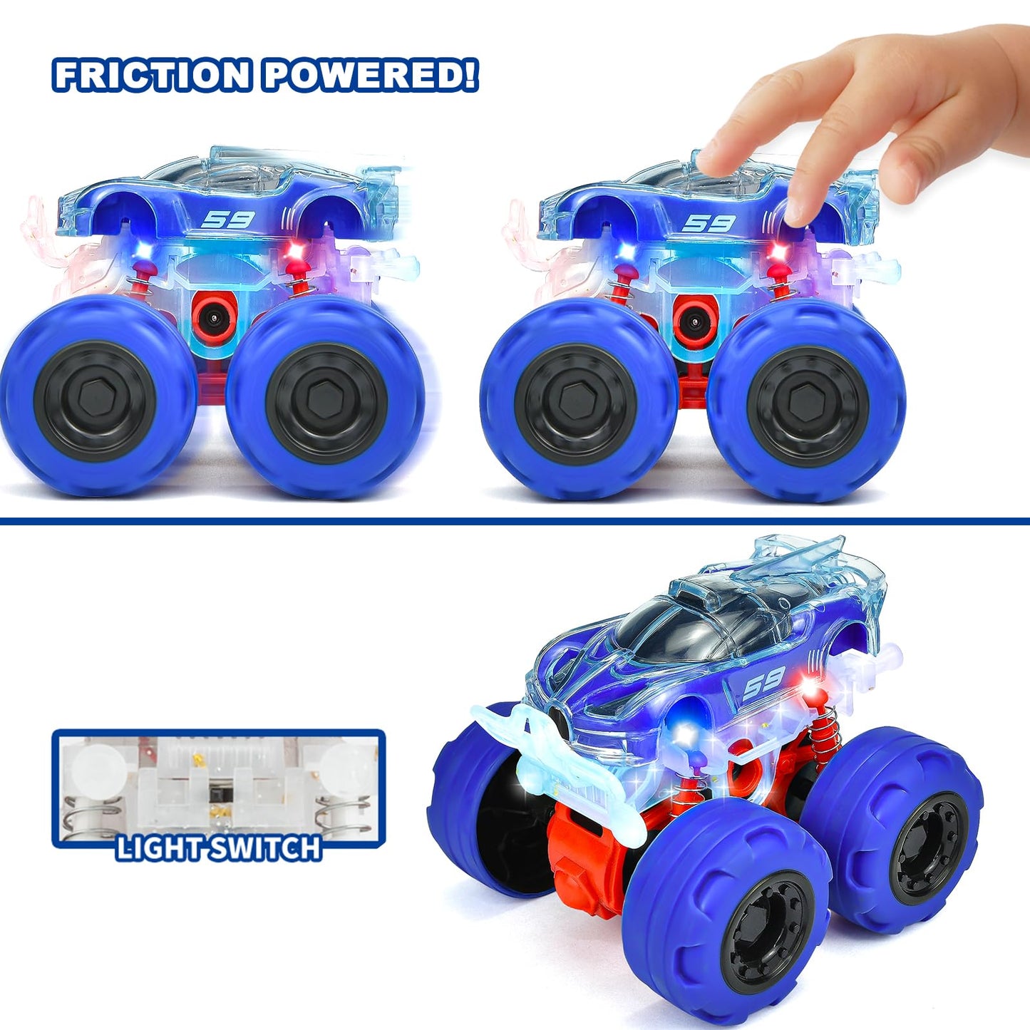 Toddler Car Toys for 3 Year Old Girls Gifts, Pull Back Cars Toys for Toddler Age 3-6, Monster Trucks for Kids Boys Toys Age 3 4