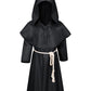 Kids Medieval Renaissance Monk Costume Priest Friar Wizard Cloak Hooded Robe Cosplay Costume Belt Necklace Set(BK 130)