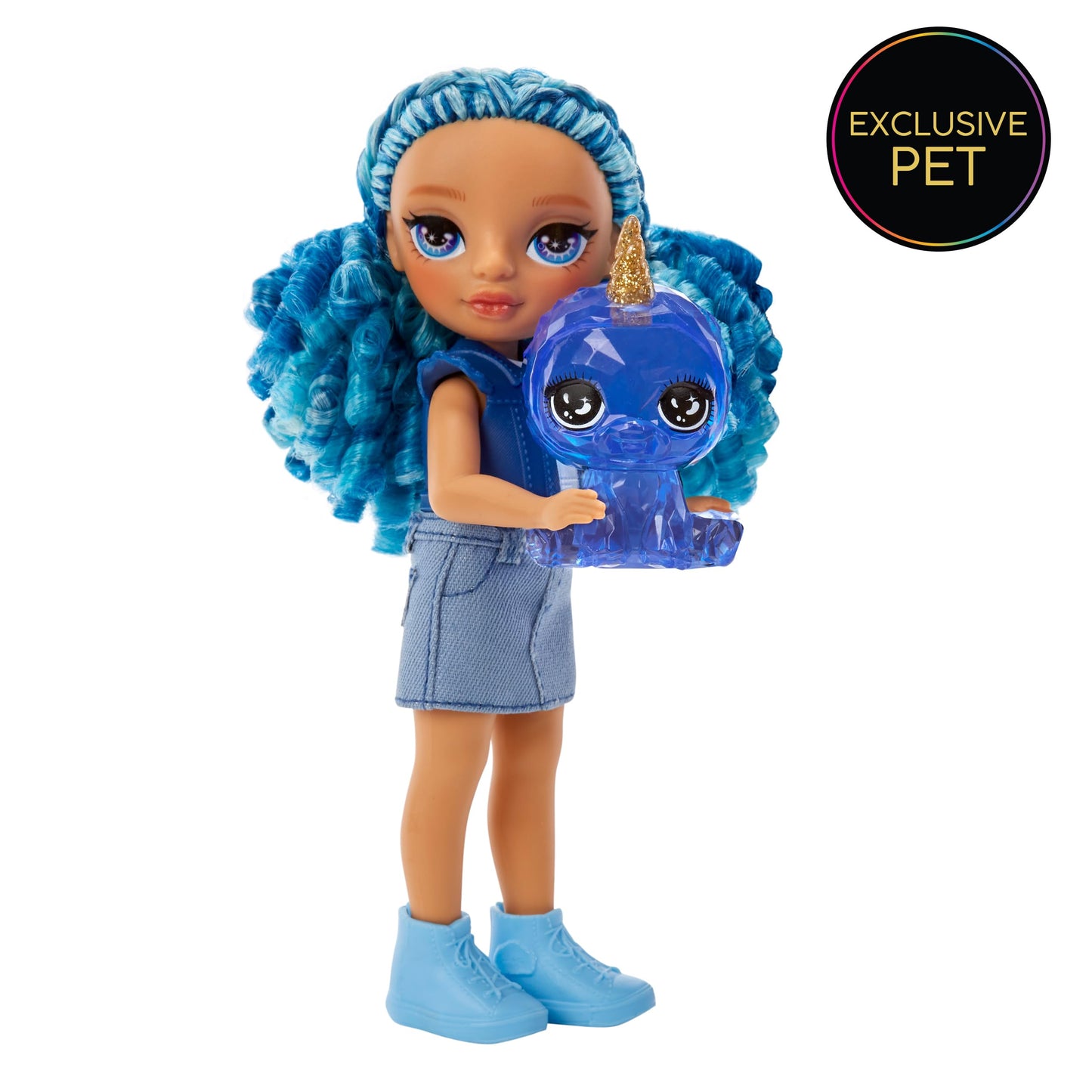 Rainbow High Littles – Sapphire Bradshaw, Blue 5.5' Posable Small Doll With Purse, Magical Pet Yeti, Girls Toy Gift, Kids Ages 4-12 Years