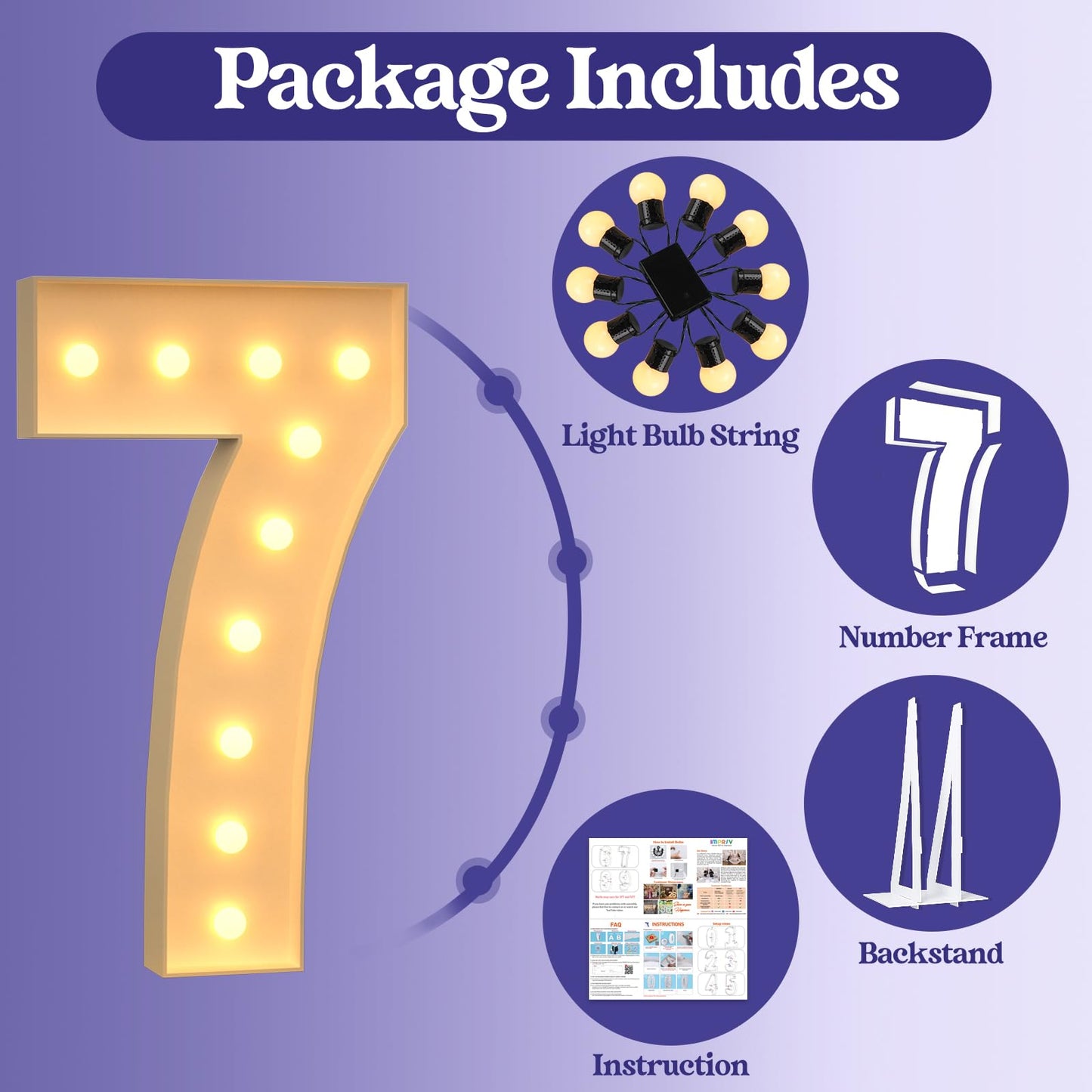 4Ft Light Up Numbers, Large Marquee Numbers For 7Th 17Th 70Th Birthday Decorations, Giant Light Up Numbers For Party Anniversary