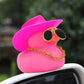 Wonuu Car Dashboard Rubber Duck Ornament, Car Decoration Colour Ducks Accessories With Mini Hat Necklace And Sunglasses, M-Pink-