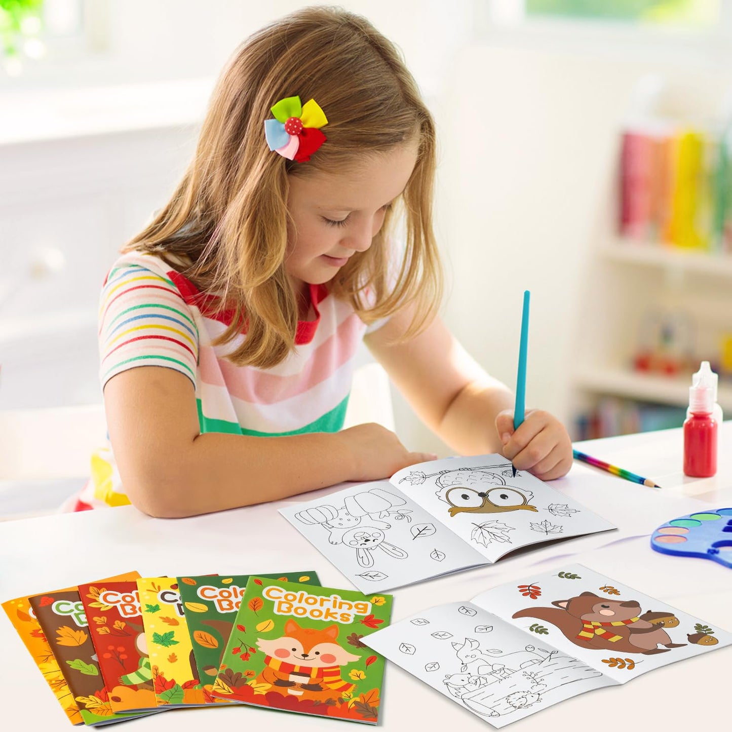 24Pcs Animal Theme Coloring Books For Kids Bulk Fall Mini Coloring Booklet Autumn Diy Art Drawing Book With Squirrel Hedgehog Fo