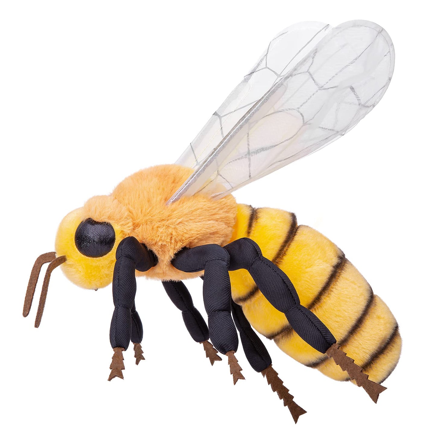 Zhongxin Made Bee Plush Toy - Lifelike Bee Stuffed Animals 11In, Realistic Bee Big Wings Toys, Simulation Bee Plushie Model Toy, Unique Plush Gift Collection For Kids