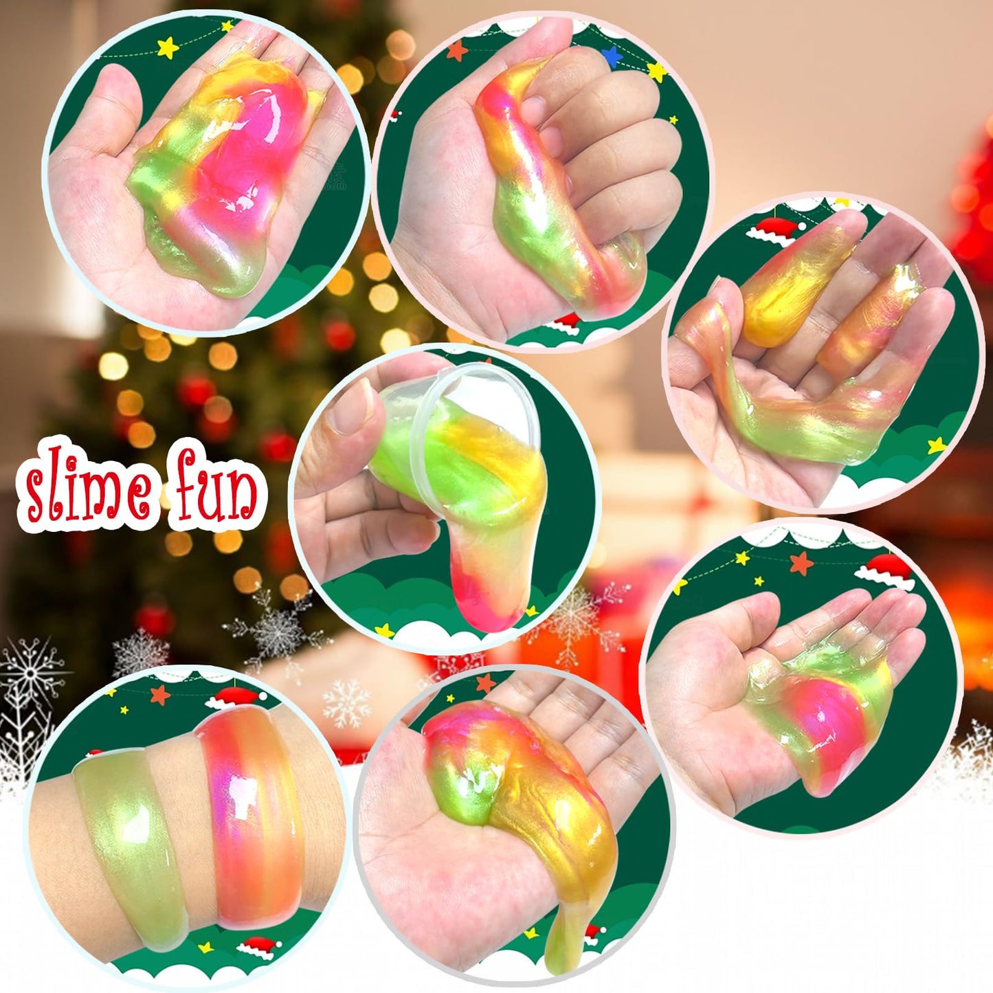 25 Pack Christmas Slime Party Favors For Kids, Galaxy Slime Bulk Diy Stress Relief Putty Toy With A Beautiful Card And Fun Slime