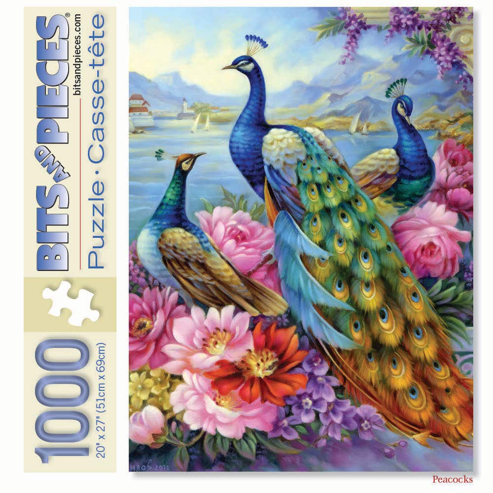 Bits and Pieces - 1000 Piece Jigsaw Puzzle for Adults - Peacocks - Jigsaw Puzzles by Artist Oleg Gavrilov, Completed Puzzle Size