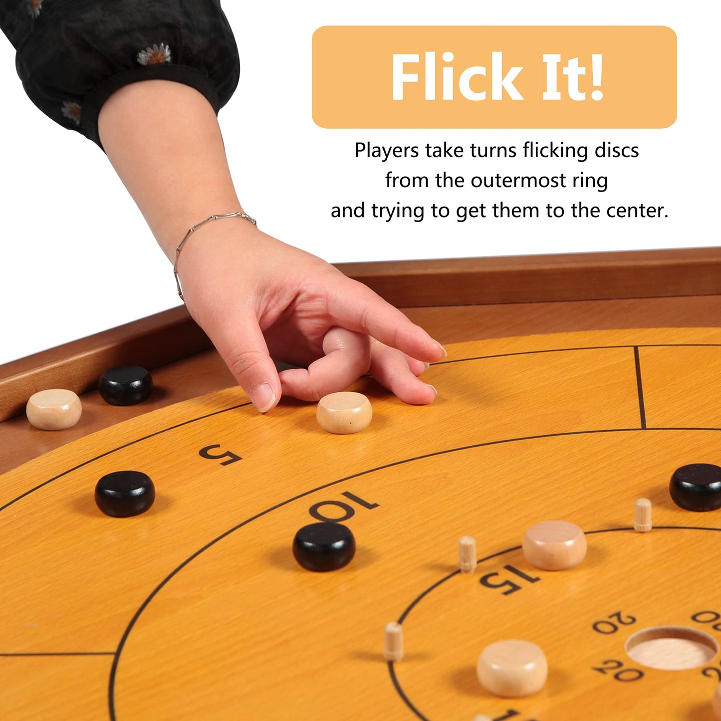Tournament Crokinole And Checkers, 30-Inch Official Crokinole Board Game With 26' Playing Surface, Canadian Heritage Tabletop Game For Two Players, Dexterity Krokinole Games For Families And Friends