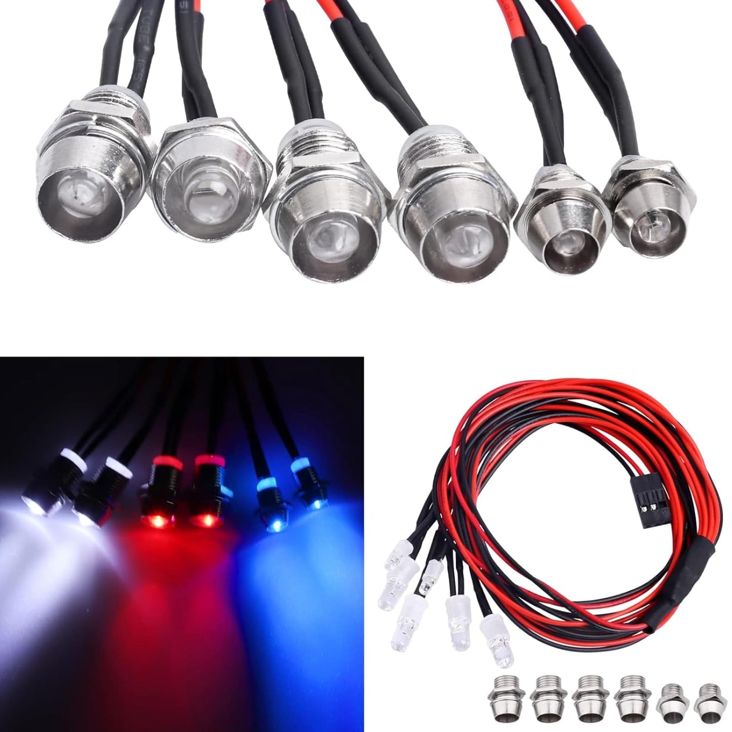 Hobbypark 6 Led Rc Light Kit Headlights Taillight Leds For Traxxas Slash Rustler Arrma Axial Scx10 Redcat Rc4Wd Hpi Truck Tamiya