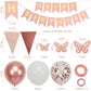 Rose Gold Birthday Decoration, 18 Pcs 12 Inch Happy Birthday Banner With Butterfly Stickers And Balloons For Girl And Women Happ