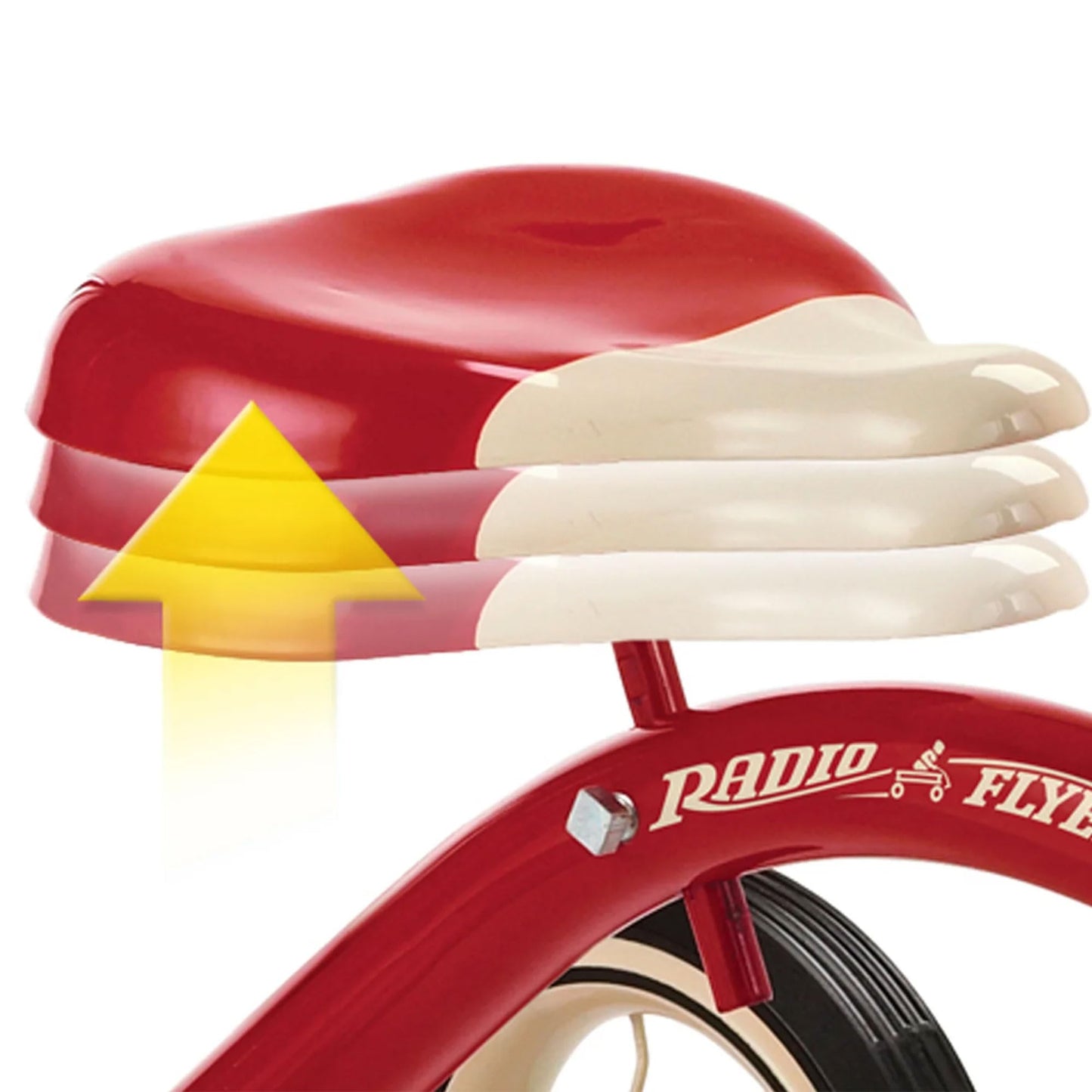 Radio Flyer 34TX Kids Beginner Classic Steel Framed 10 Inch Front Wheel Adjustable Seat Tricycle with 3 Position Push Handle, Re