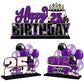 Lingteer Happy 25Th Birthday Purple Acrylic Table Topper Centerpieces Set - Cheers To 25 Years Old Birthday 25Th Bday Party Gift Decorations.