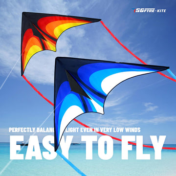 Sgftre Red Blue Delta Kite For Kids And Adults,Single Line Kites Kids Flying Toys,Two Piece Large Delta Kite For Beach Flying Ki