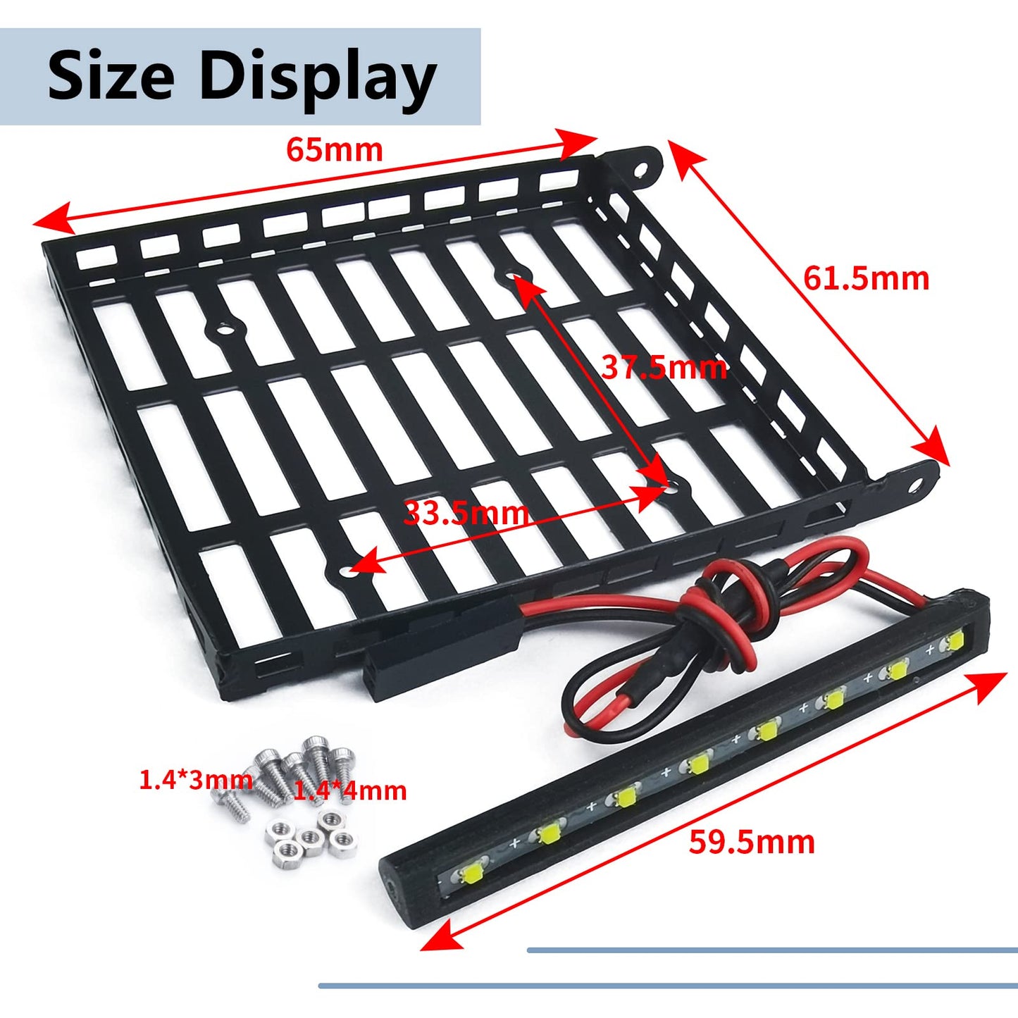 Morlordy Stainless Steel Rc Roof Rack Luggage Rack With Led Light Bar Screw Set For 1/24 Rc Crawler Car Accessories Scx24 Upgrad